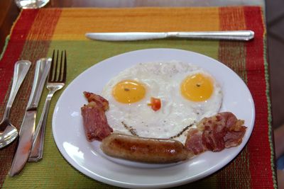 Close-up of breakfast served on table