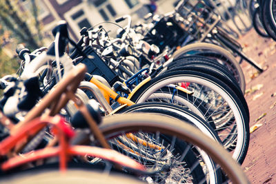 Bicycles in parking lot
