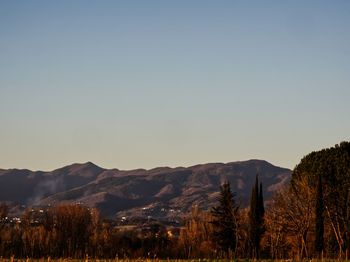 Scenic view of mountains against clear sky