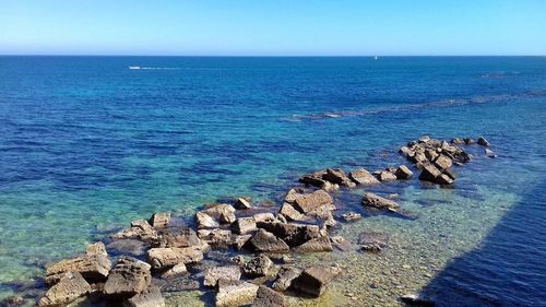 Panoramic view of sea against clear sky