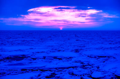 Scenic view of sea against sky at sunset