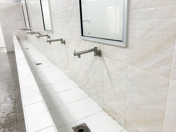 High angle view of tiled floor in bathroom