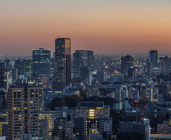 City lit up at night