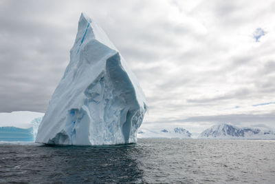 Scenic view of iceberg on sea against sky