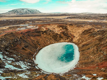 Scenic view of frozen lake against sky