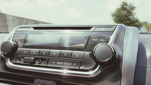 Close-up of mp3 player in car