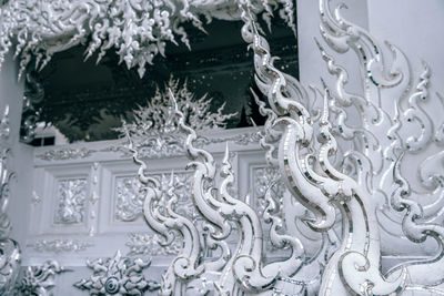 High angle view of white flowers in temple