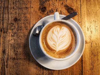 Directly above shot of cappuccino on table