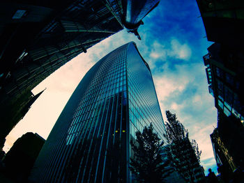 Low angle view of skyscrapers against sky