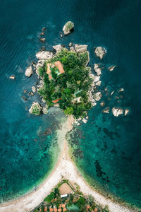 High angle view of rocky beach