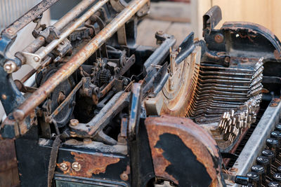 Close-up of rusty machine part