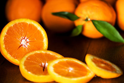 Close-up of orange on table