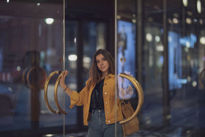 Portrait of young woman indoors