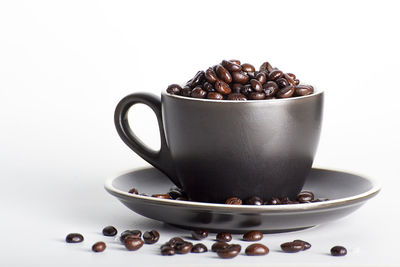 Close-up of coffee cup against white background