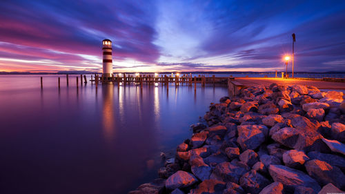 Scenic view of sea against sky at sunset