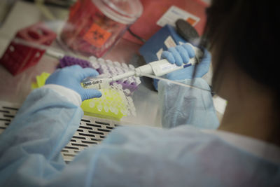 Midsection of woman working