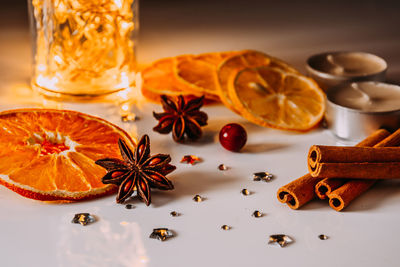 Close-up of spices on table