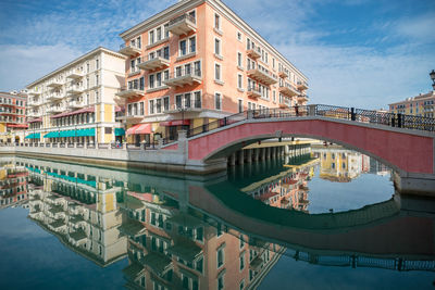 Venice like qanat quartier at the pearl in doha, qatar, middle east.