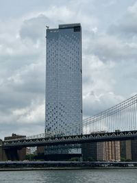 Low angle view of skyscrapers against sky