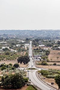 High angle view of a straight road