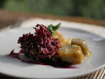 Close-up of meal served in plate