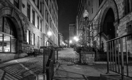 Illuminated street at night