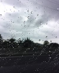 Full frame shot of raindrops on glass window