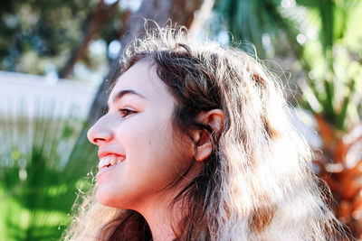 Portrait of woman looking away