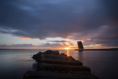 Scenic view of sea against sky during sunset