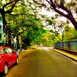 Road passing through city