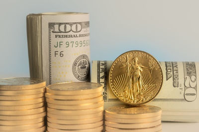 Close-up of a stack of coins