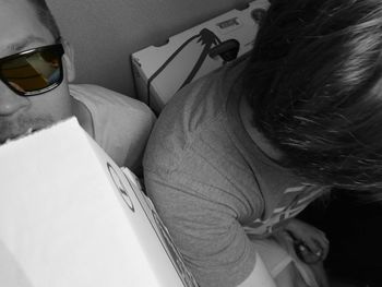 Close-up of man wearing sunglasses