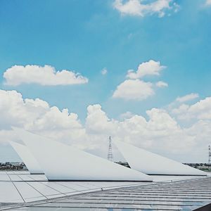 Close-up of modern building against sky