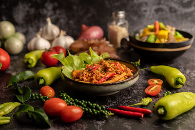 Fruits and vegetables on table