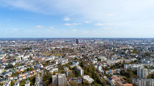 High angle view of townscape against sky