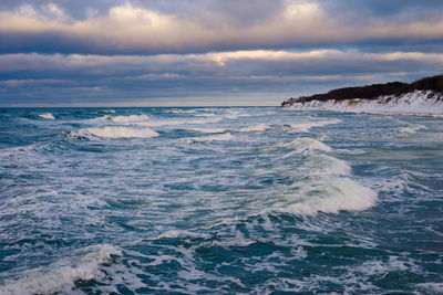 Ice blocks at frozen baltic sea in the winter