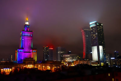 Illuminated city at night