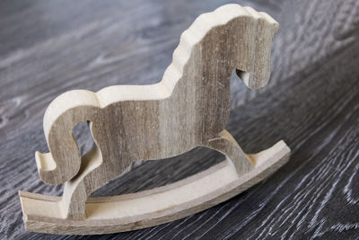 Close-up of wooden horse