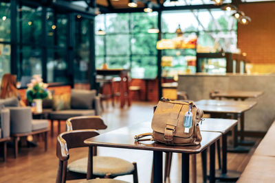 Table and chairs in restaurant