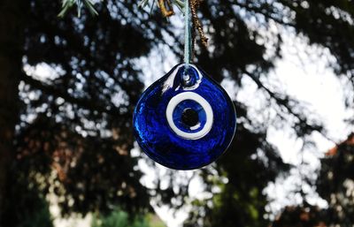 Close-up of christmas decoration hanging on tree