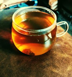 Close-up of tea served on table