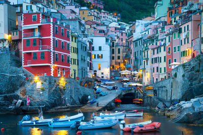 View of cinque terre at sunset