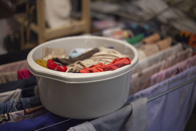 A woman washes things at home for a child. women's classes on maternity. 