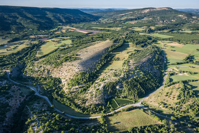 High angle view of river amidst landscape