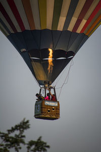 People flying in hot air balloon