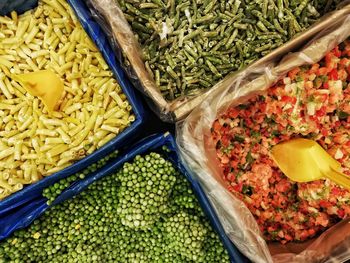 High angle view of food for sale in market