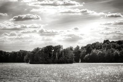 Scenic view of lake against sky