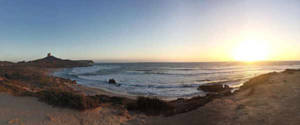 Scenic view of sea at sunset