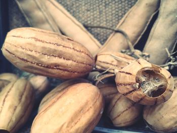 High angle view of bread in container