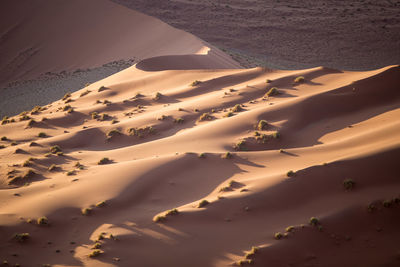 High angle view of sand dune in desert